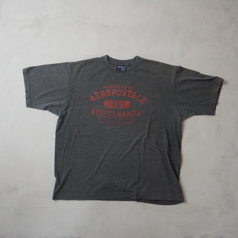 Vintage Aeropostale T-Shirt Large Mens Gray 1987 State Champs Graphic Y2K